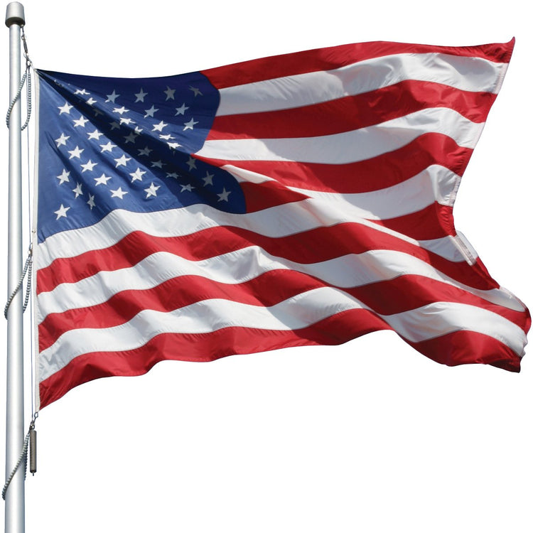 EMBROIDERED US FLAG, BRACKET & POLE KIT (WHITE)