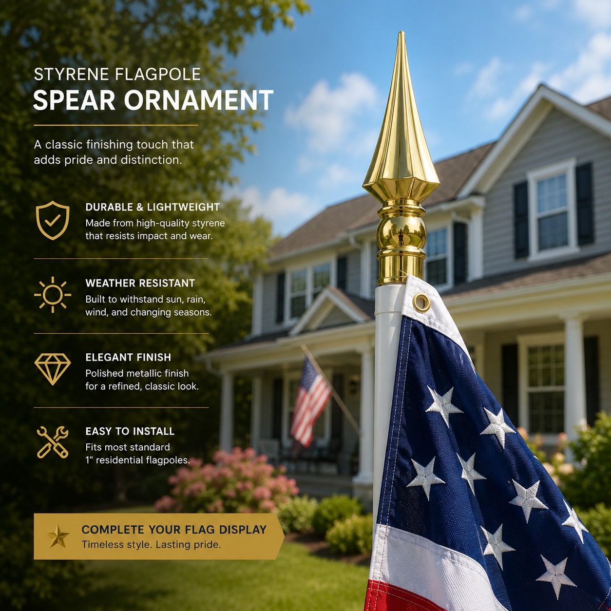 Styrene Flagpole Spear Ornament