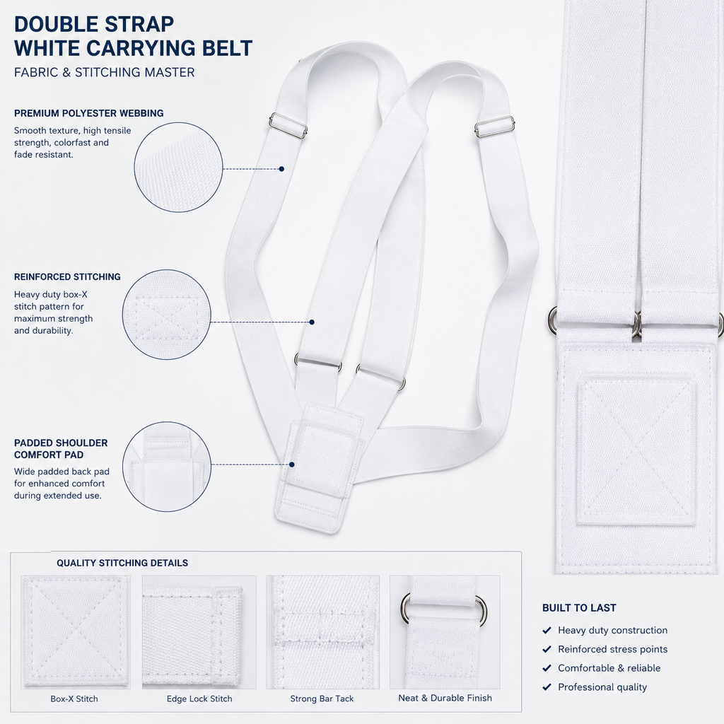 White Double-Strap Flagpole Carrying Belt