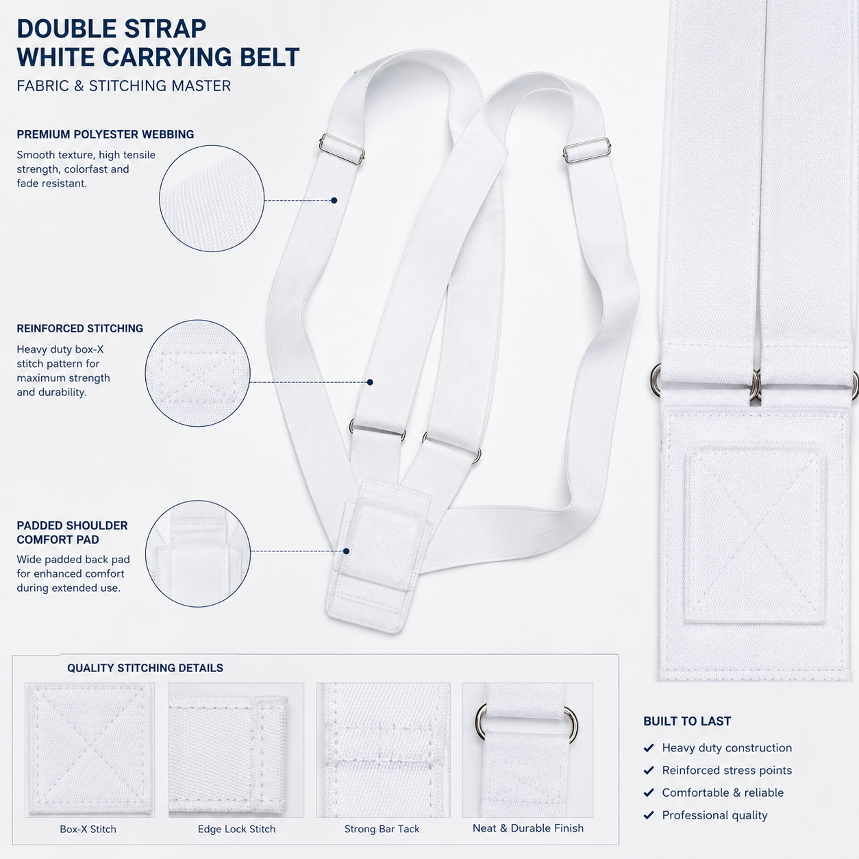 White Double-Strap Flagpole Carrying Belt