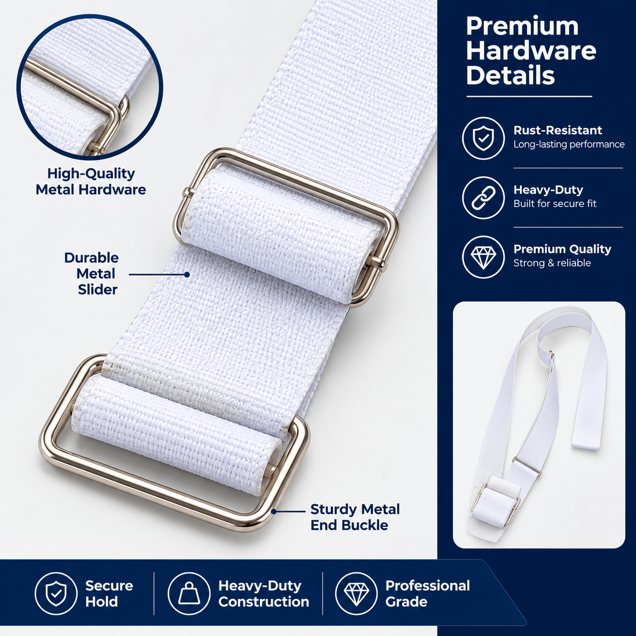 Single-Strap White Flagpole Carrying Belt