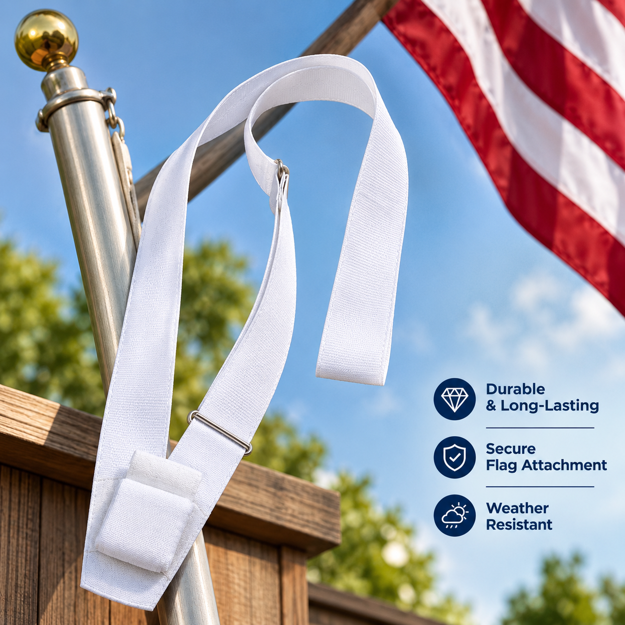 Single-Strap White Flagpole Carrying Belt