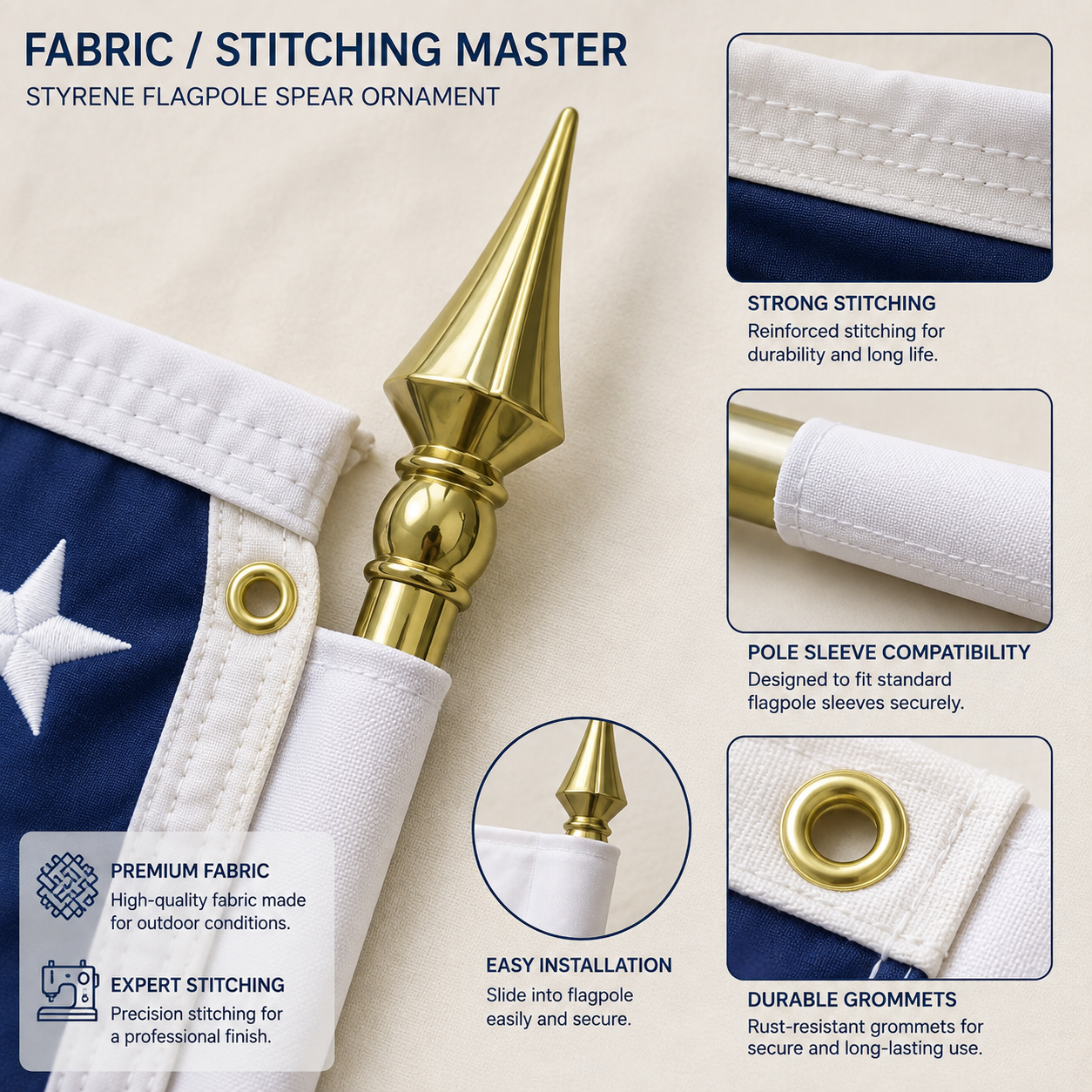 Styrene Flagpole Spear Ornament