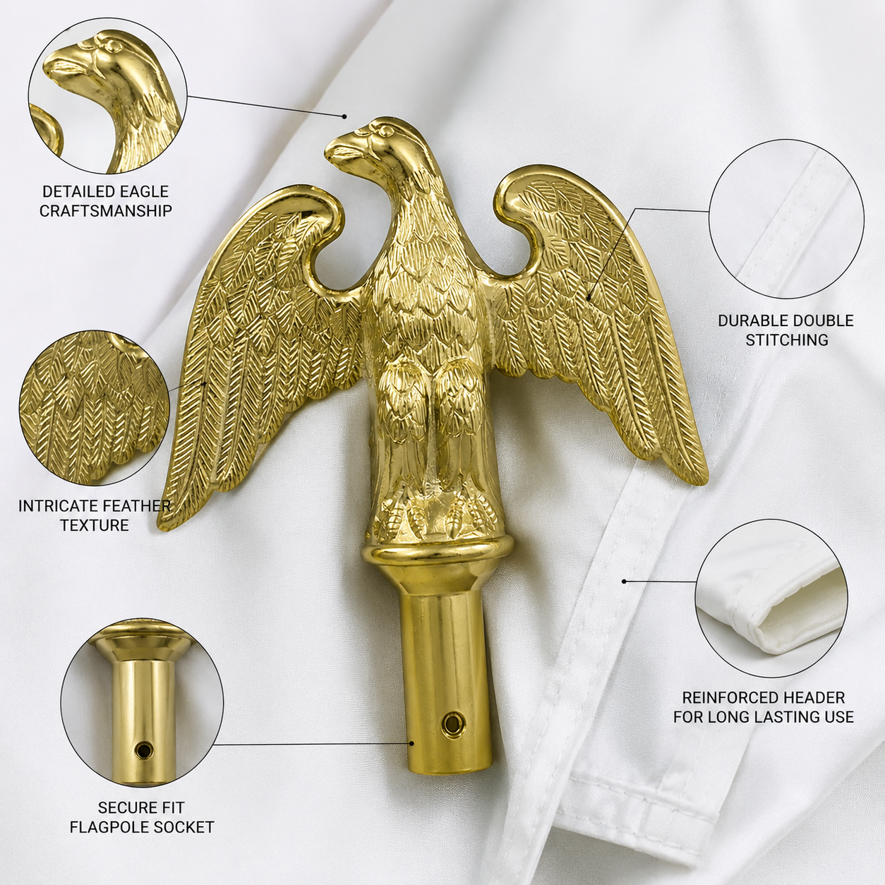 Styrene Perched Eagle Flagpole Ornament