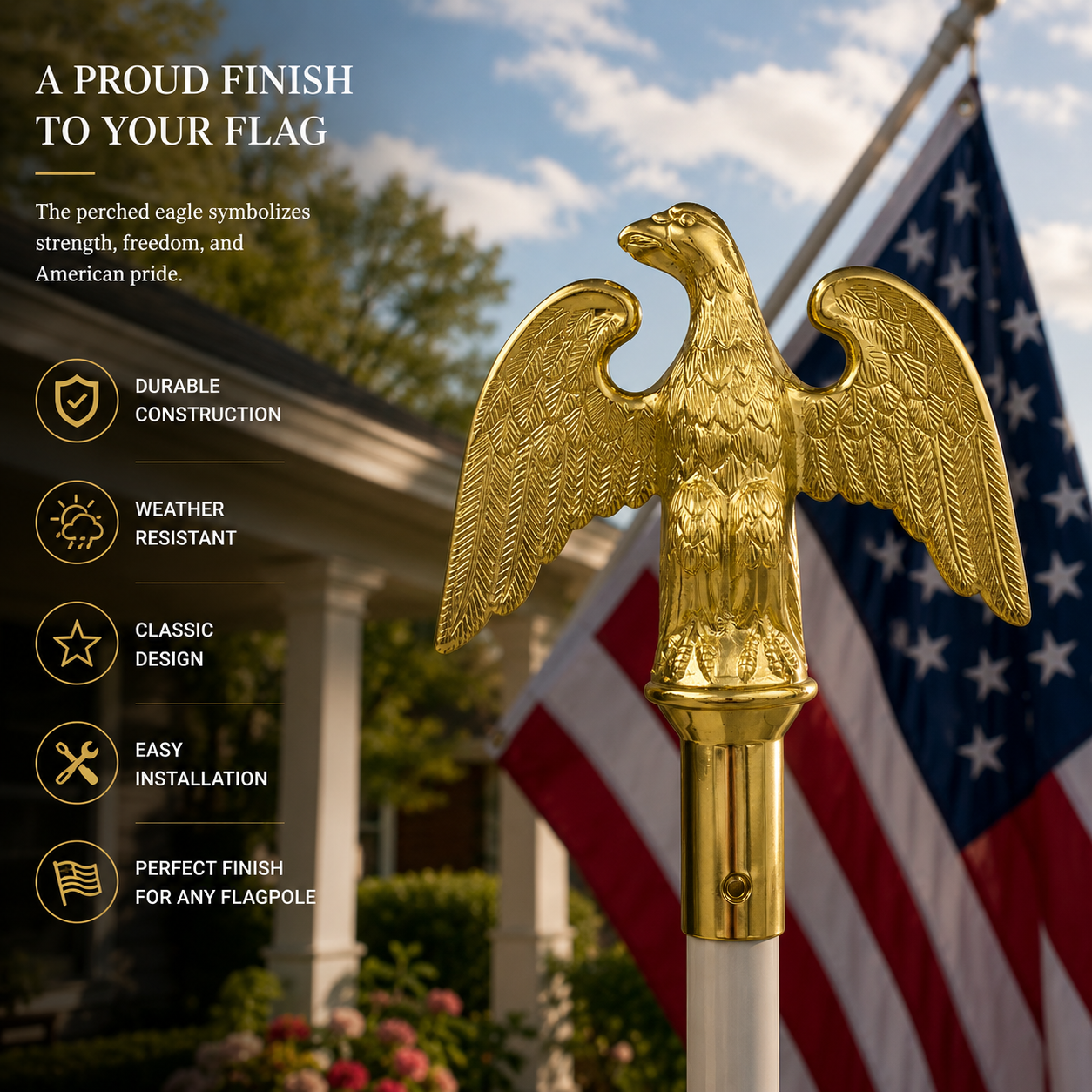 Styrene Perched Eagle Flagpole Ornament