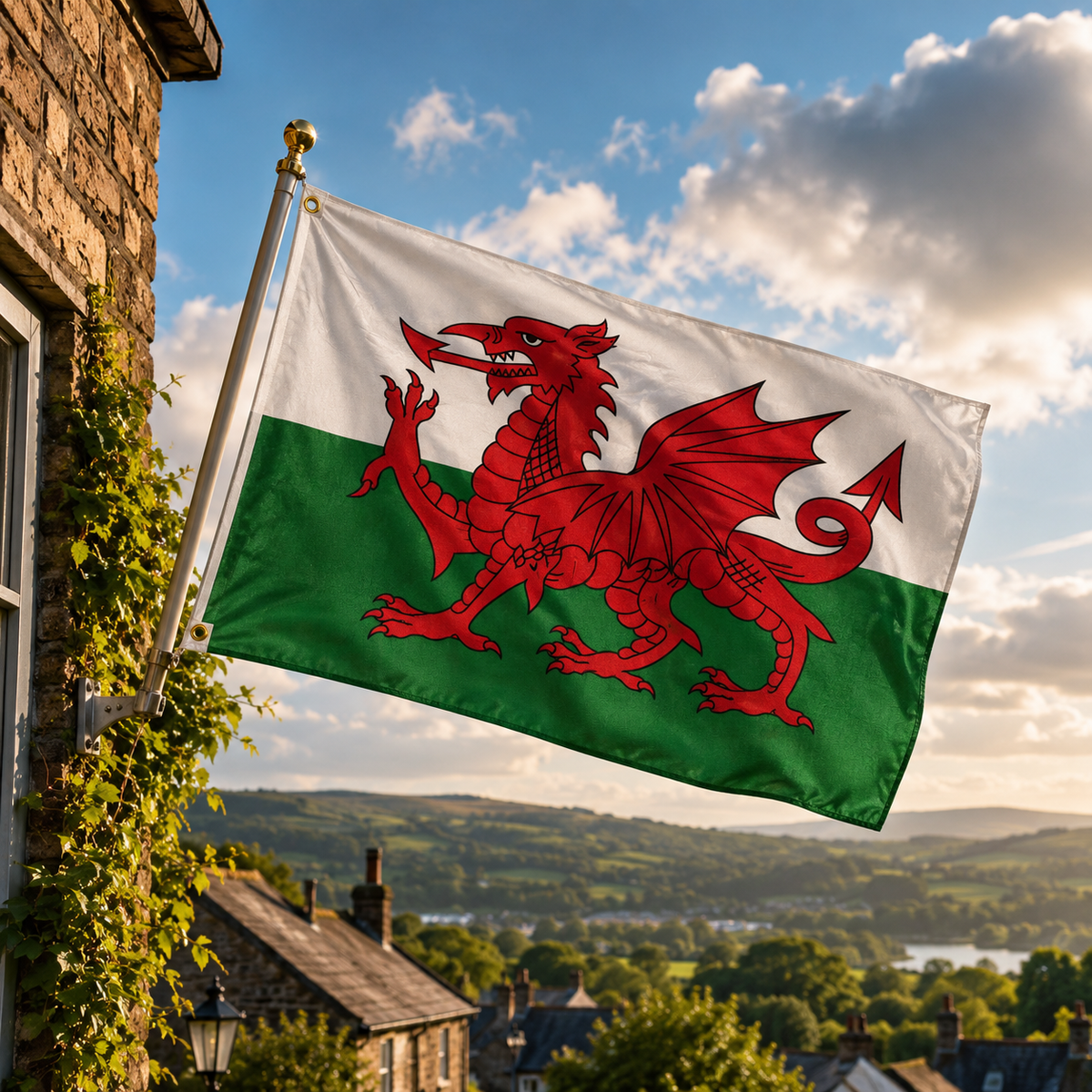 Wales Flag 2'x3' to 5'x8' Nylon