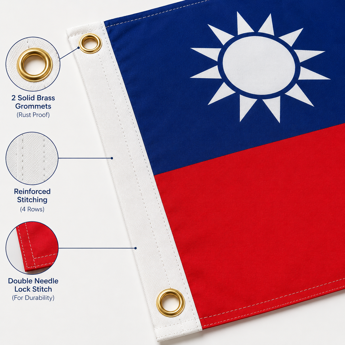Taiwan Flag 2'x3' to 5'x8' Nylon