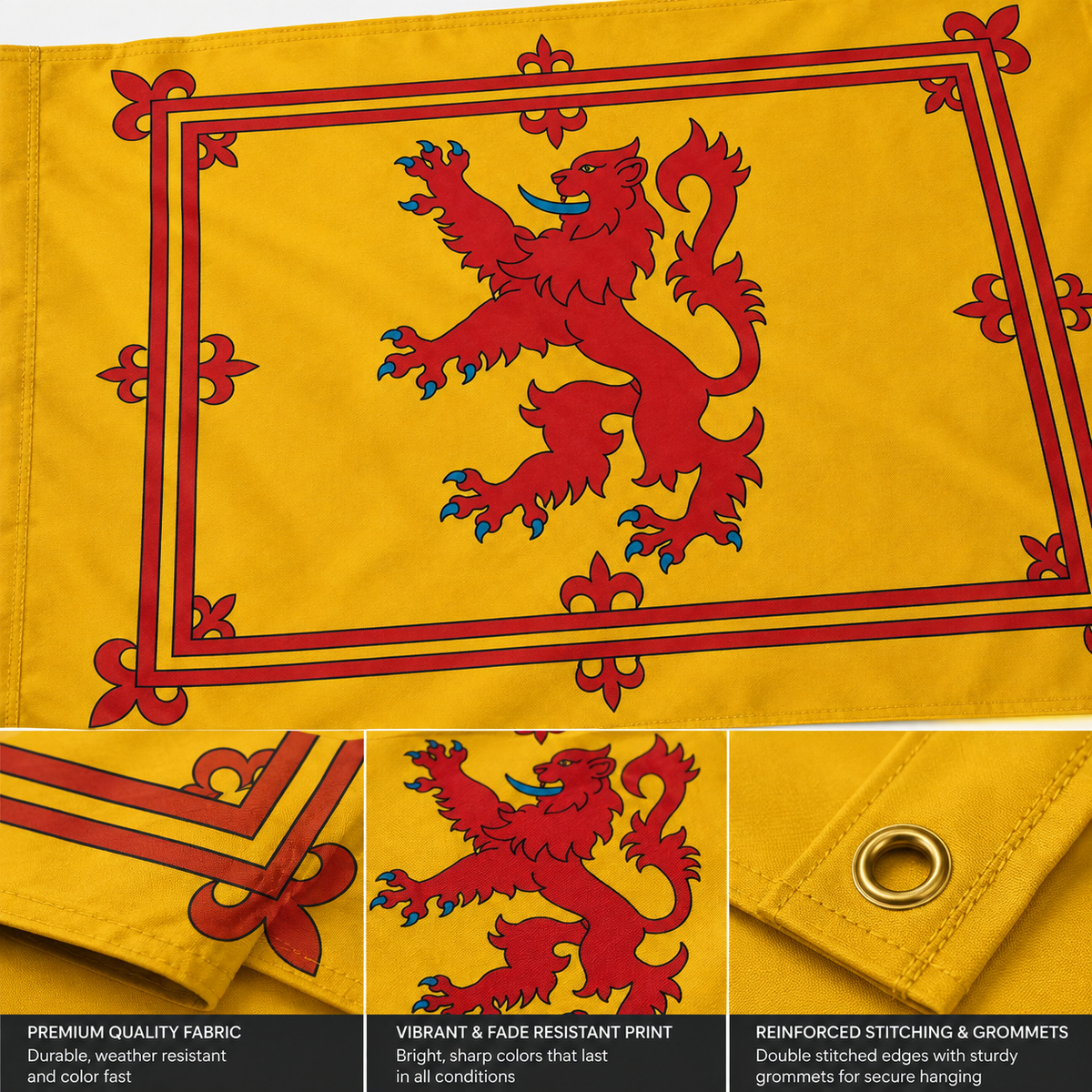 Scottish Rampant Lion Flag 2'x3' to 5'x8' Nylon