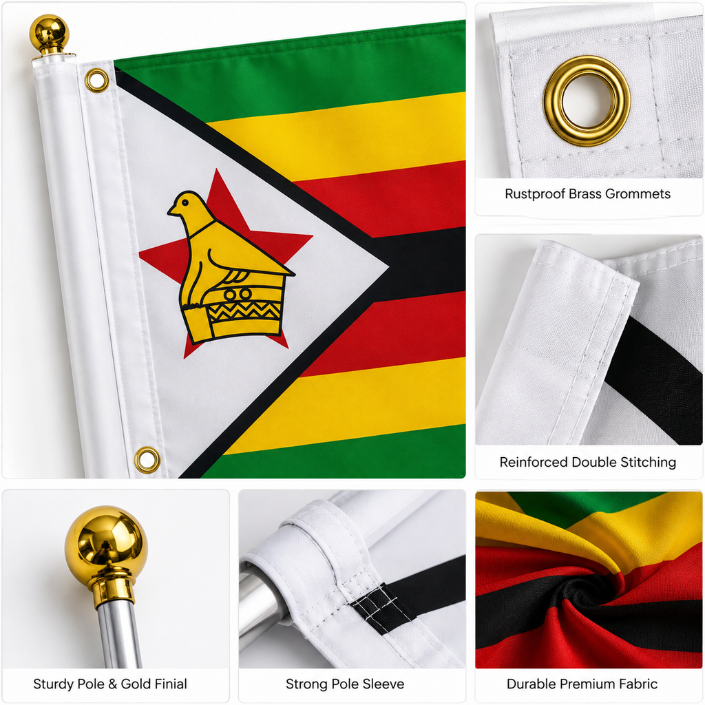 Zimbabwe Flag 2'x3' to 5'x8' Nylon