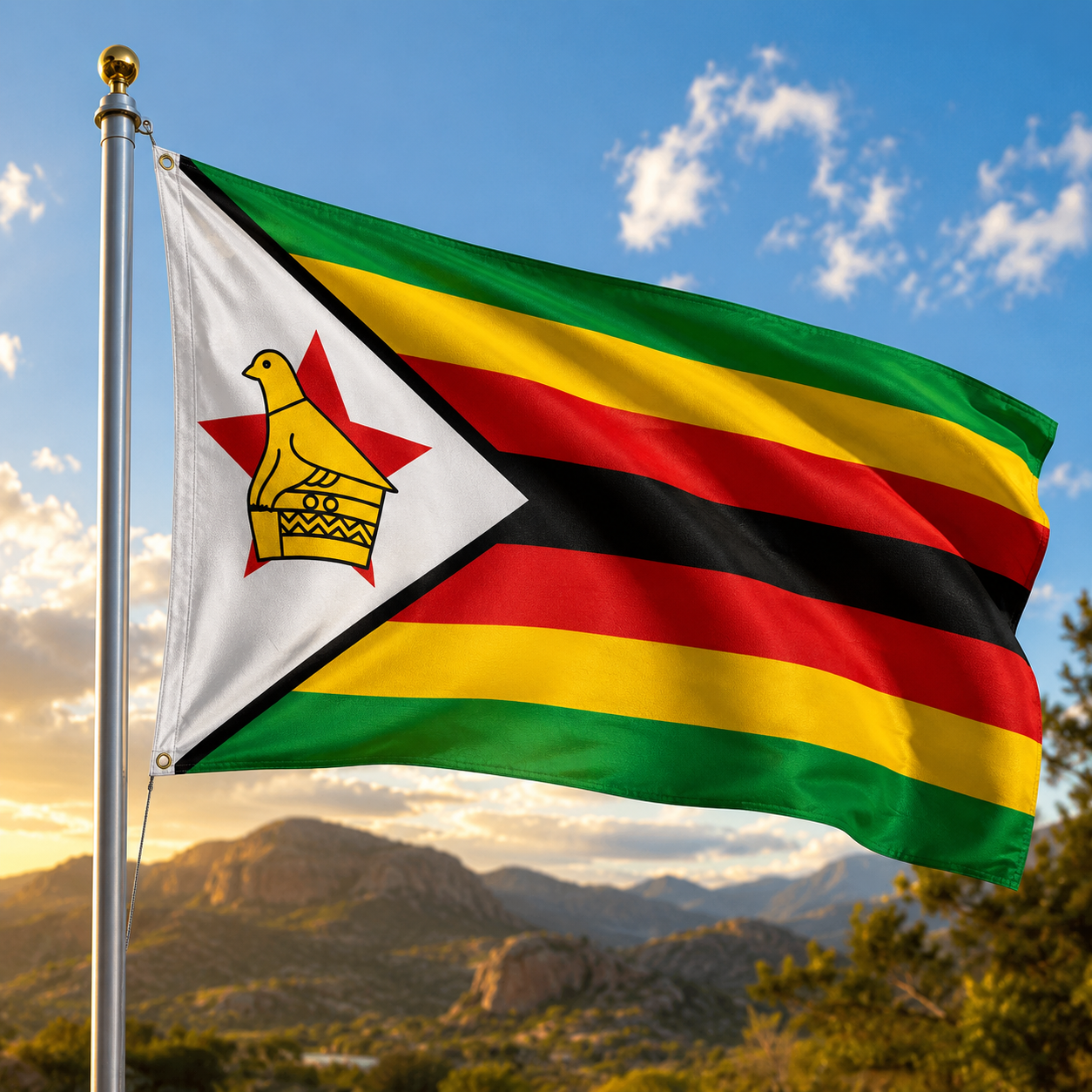 Zimbabwe Flag 2'x3' to 5'x8' Nylon