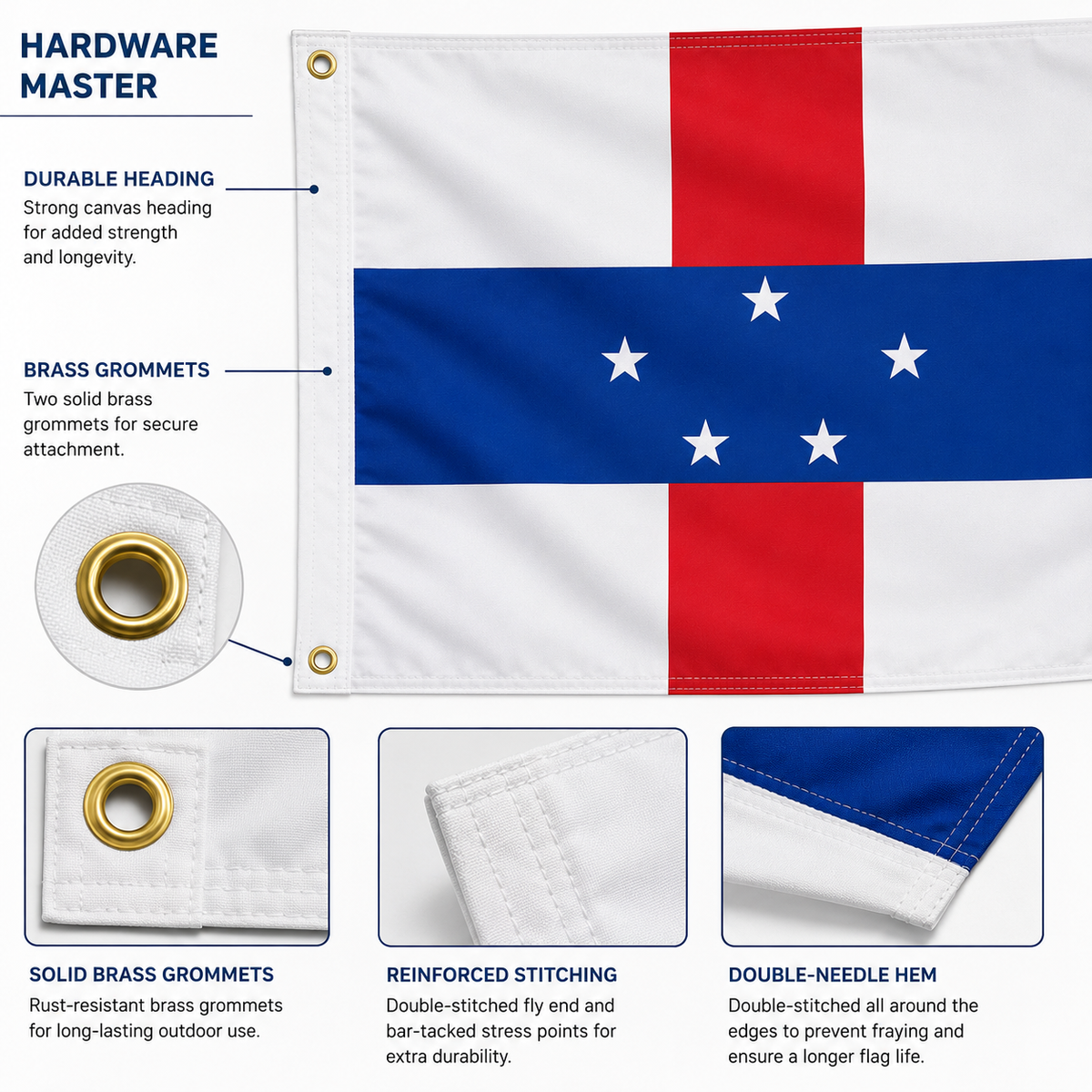 Netherlands Antilles Flag 2'x3' to 5'x8' Nylon