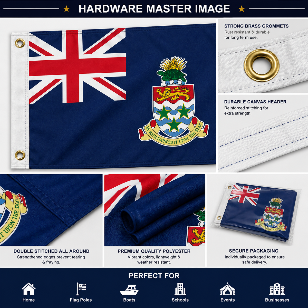 Cayman Islands Flag 2'x3' to 5'x8' Nylon