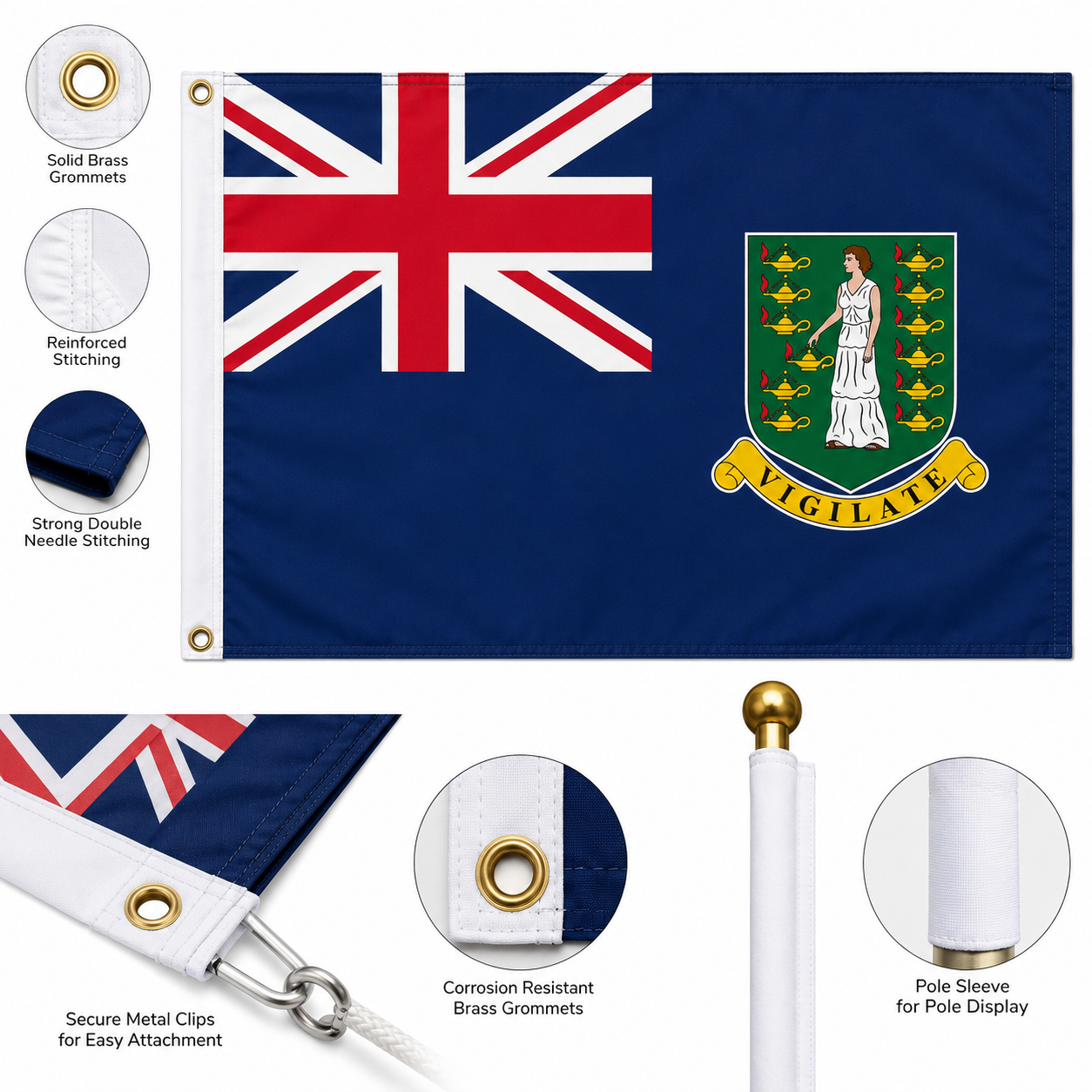 British Virgin Islands Flag 2'x3' to 5'x8' Nylon