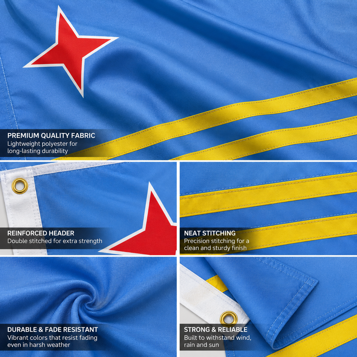 Aruba Flag 2'x3' to 5'x8' Nylon