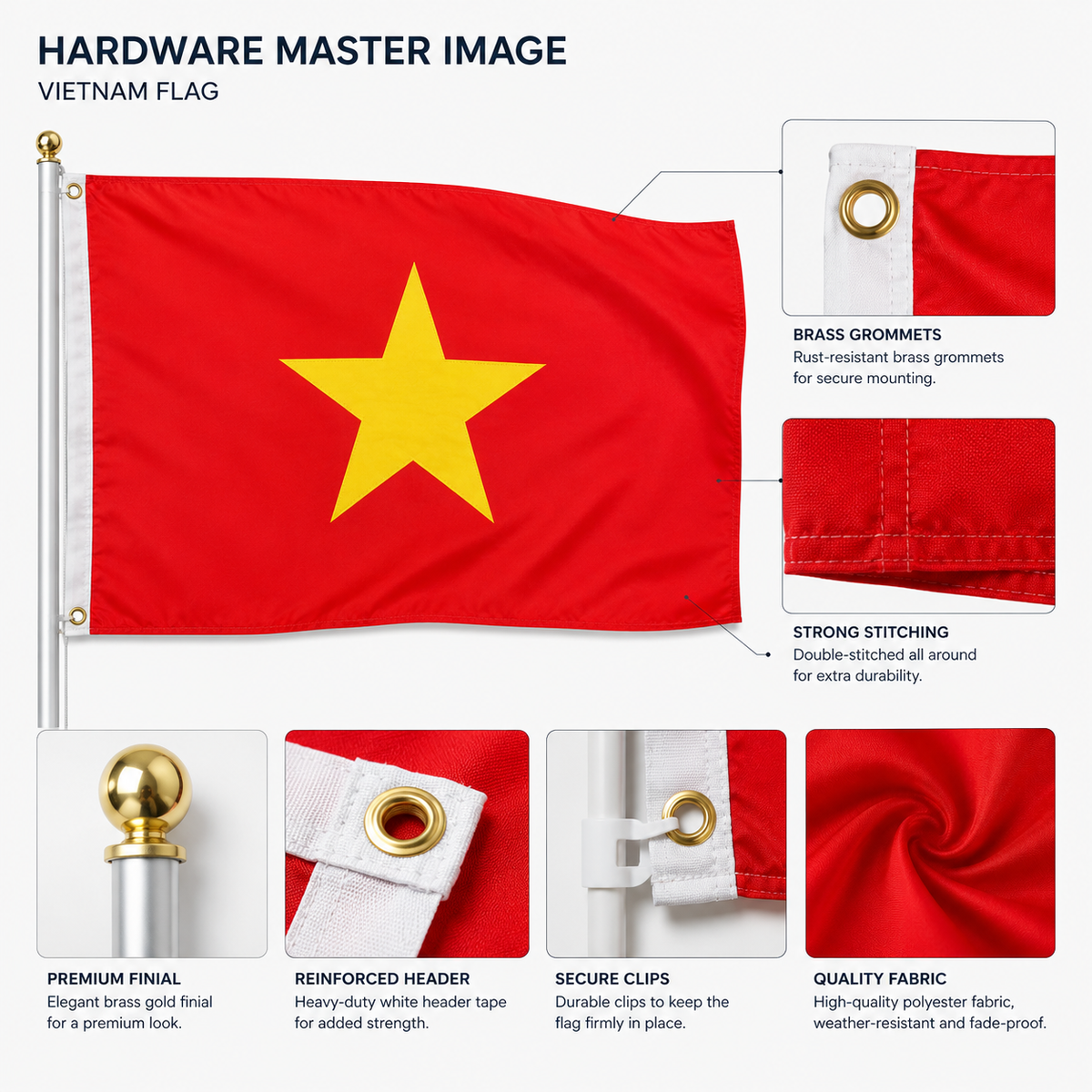 Vietnam Flag 2'x3' to 5'x8' Nylon