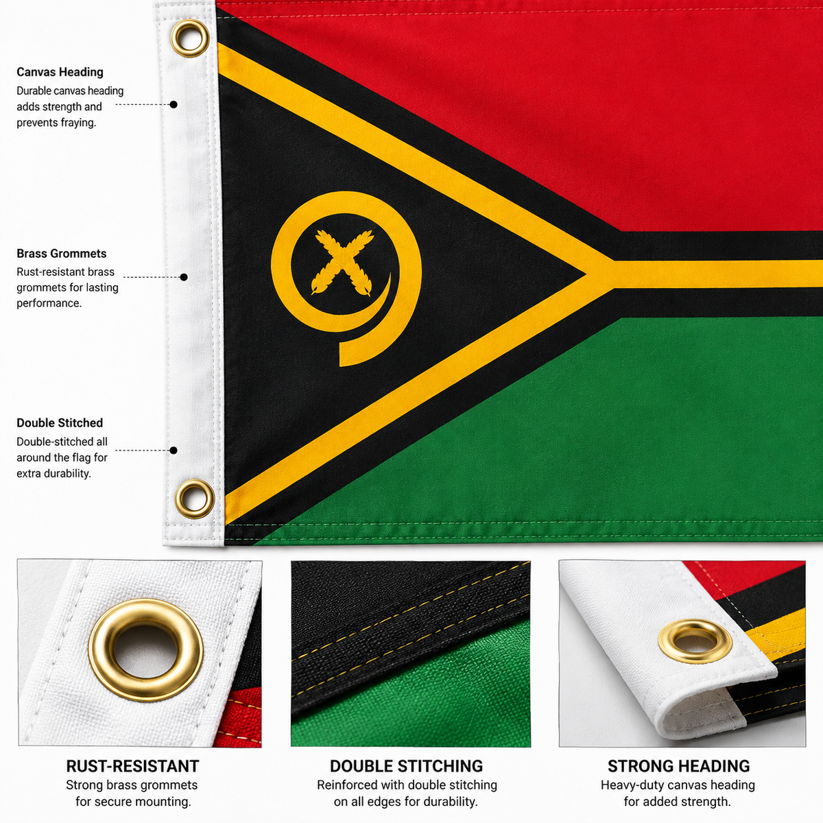 Vanuatu Flag 2'x3' to 5'x8' Nylon