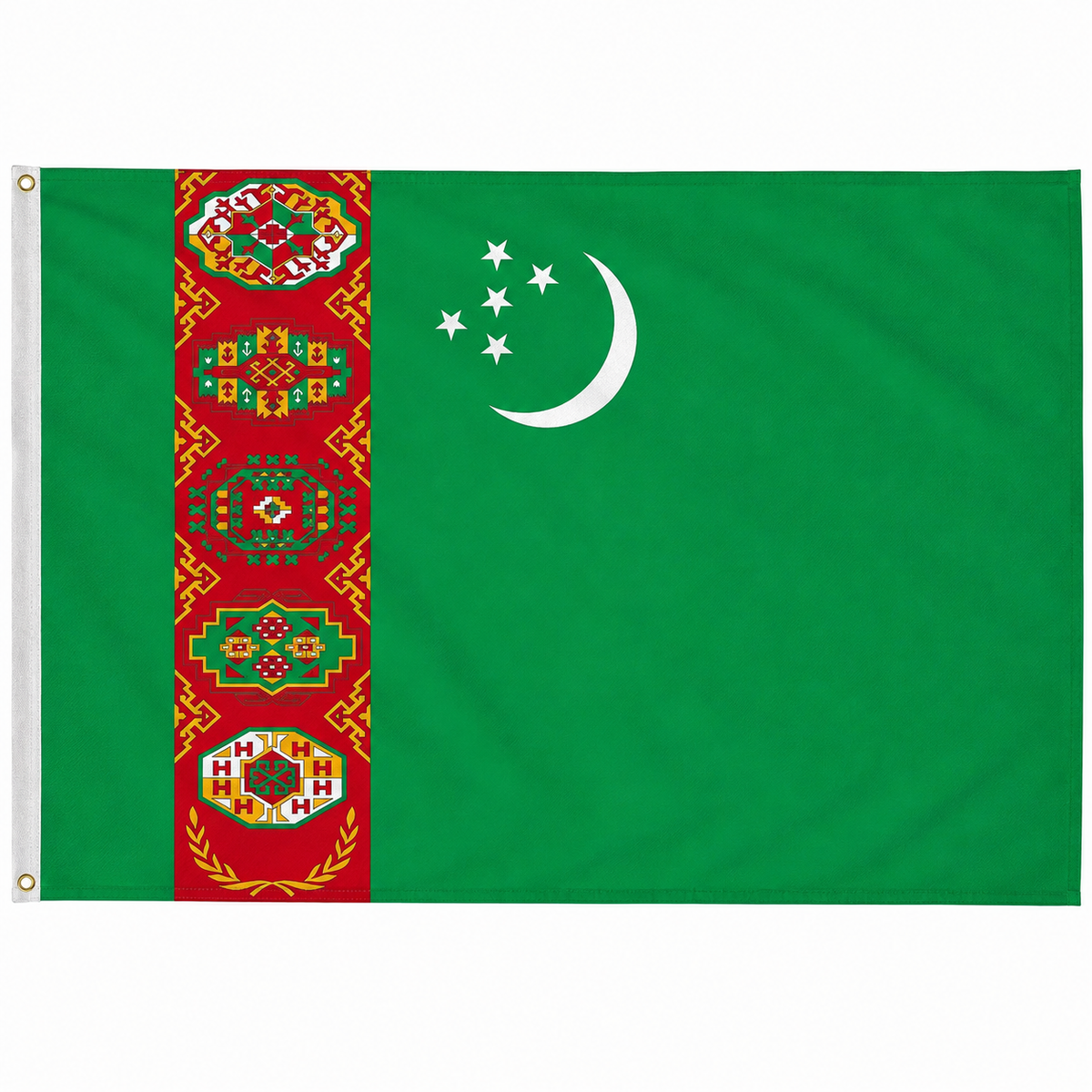 Turkmenistan Flag 2'x3' to 5'x8' Nylon
