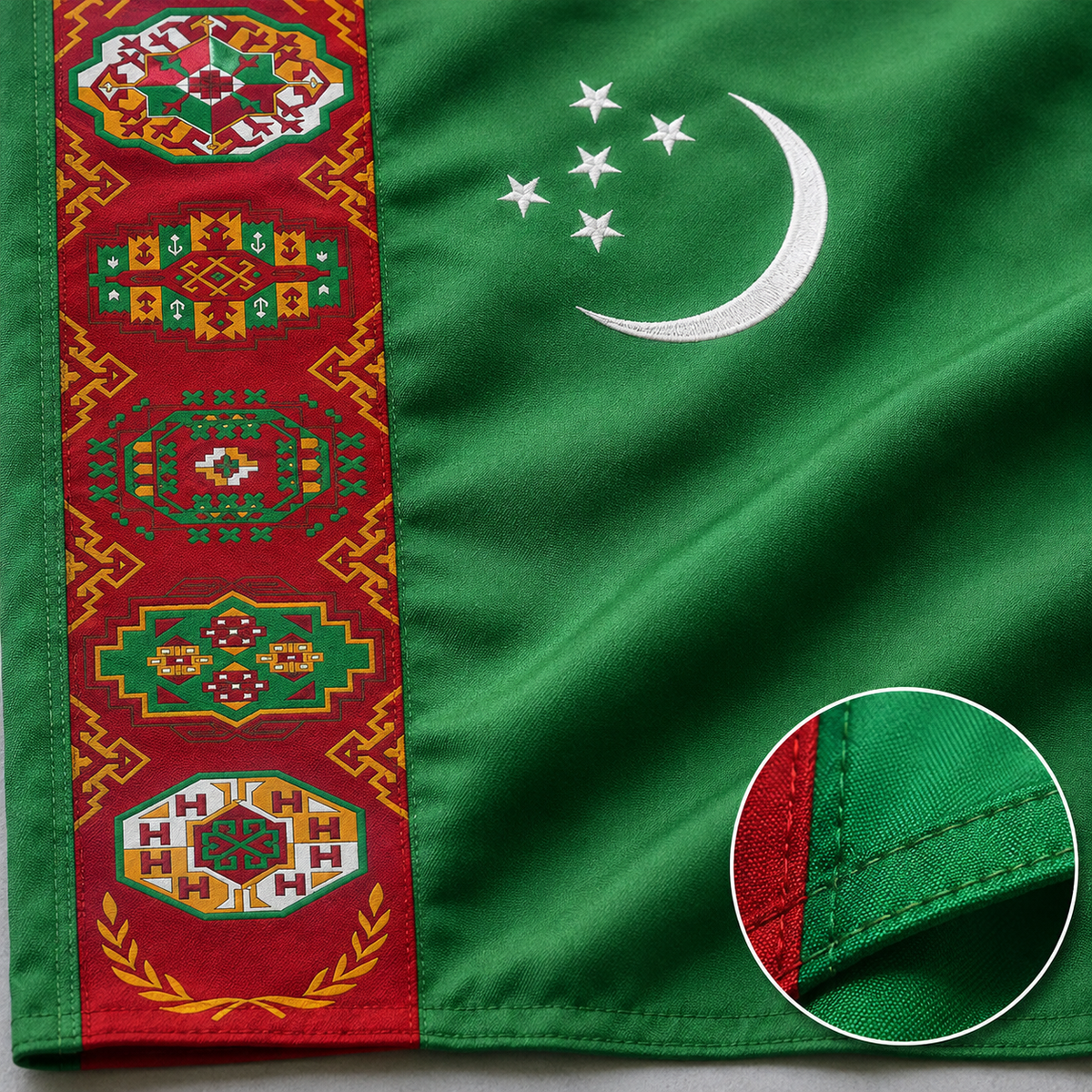 Turkmenistan Flag 2'x3' to 5'x8' Nylon