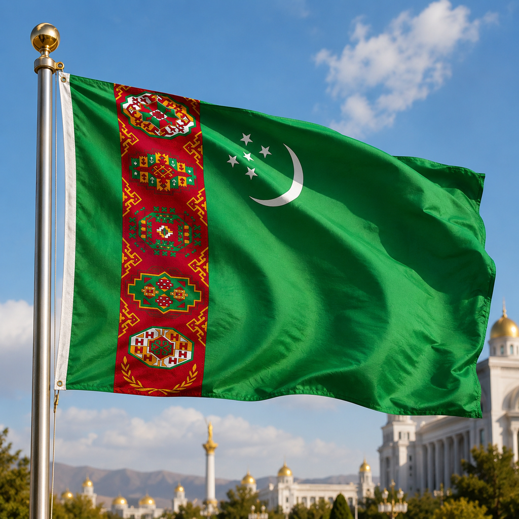 Turkmenistan Flag 2'x3' to 5'x8' Nylon