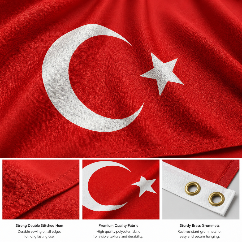 Turkey Flag 2'x3' to 5'x8' Nylon