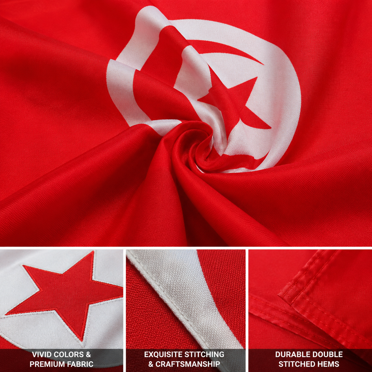 Tunisia Flag 2'x3' to 5'x8' Nylon