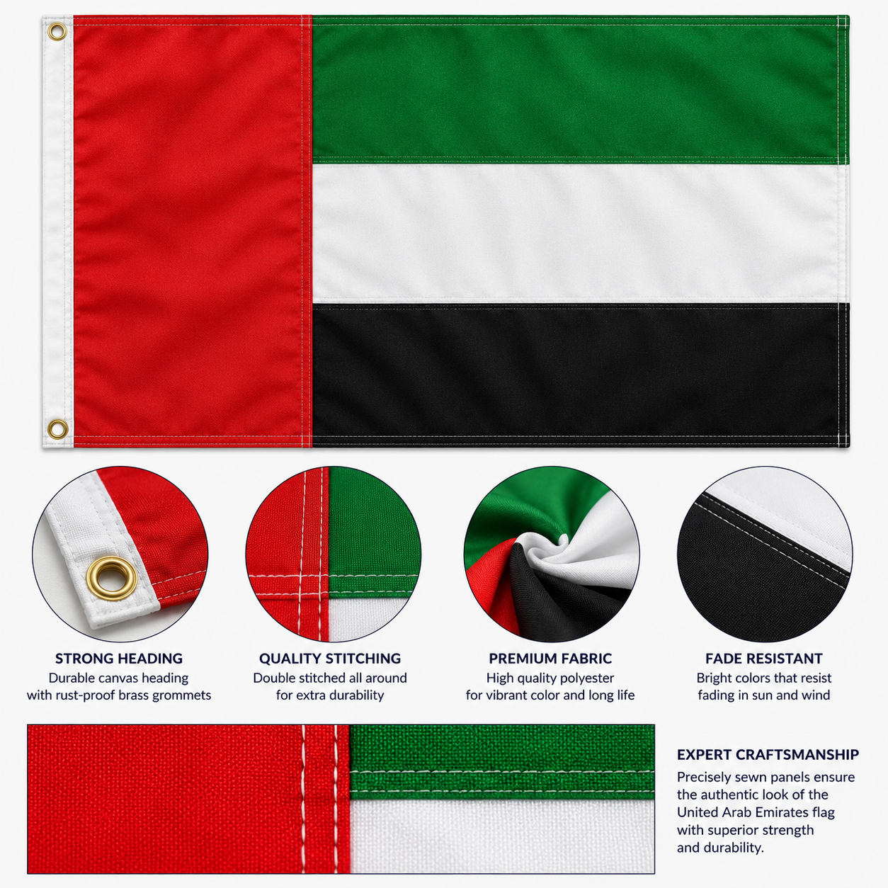 United Arab Emirates Flag 2'x3' to 5'x8' Nylon