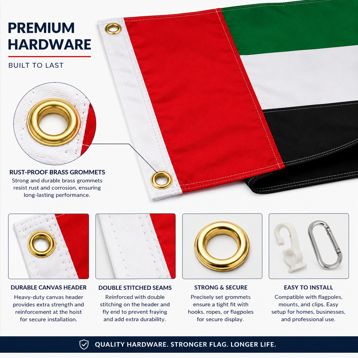 United Arab Emirates Flag 2'x3' to 5'x8' Nylon