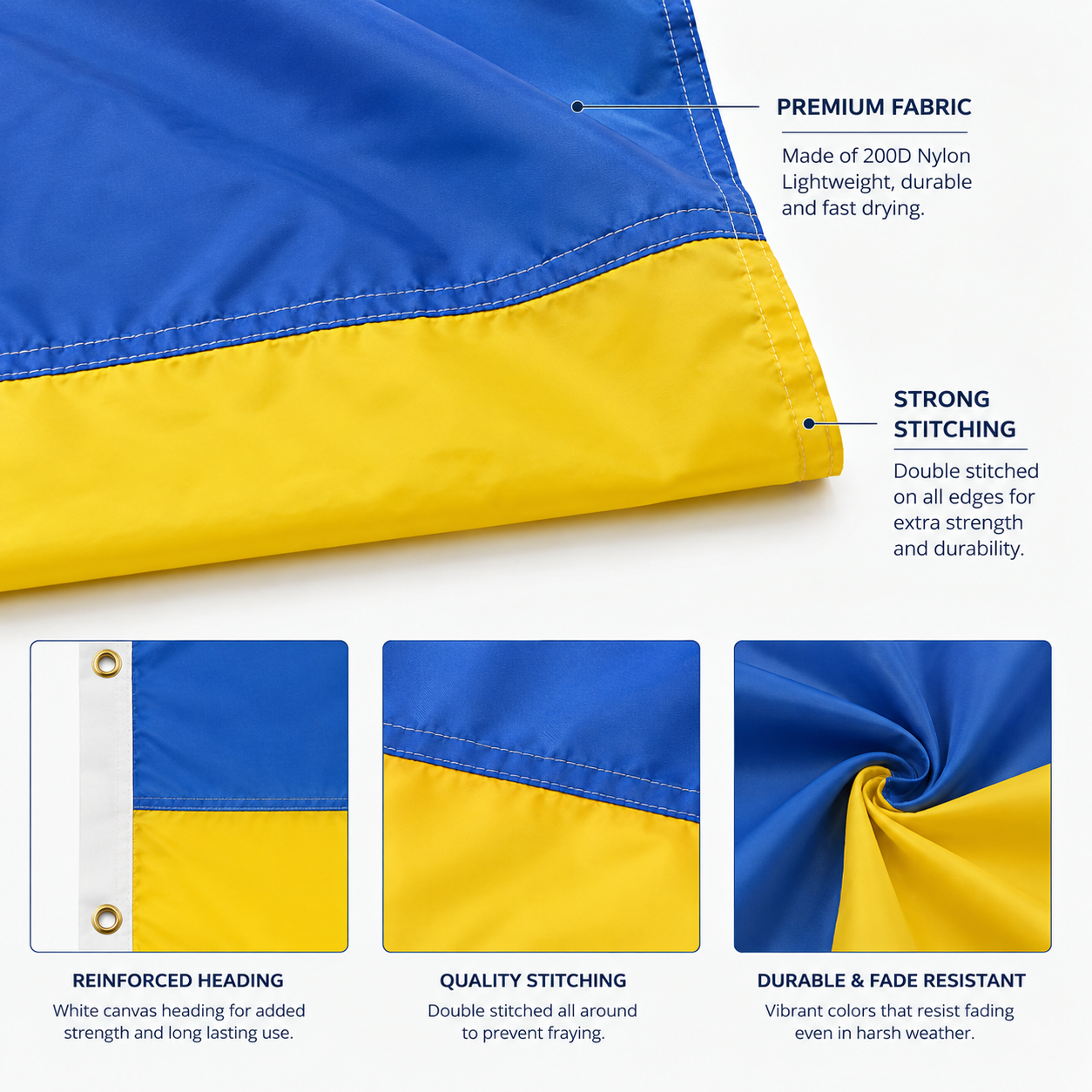 Ukraine Flag 2'x3' to 5'x8' Nylon