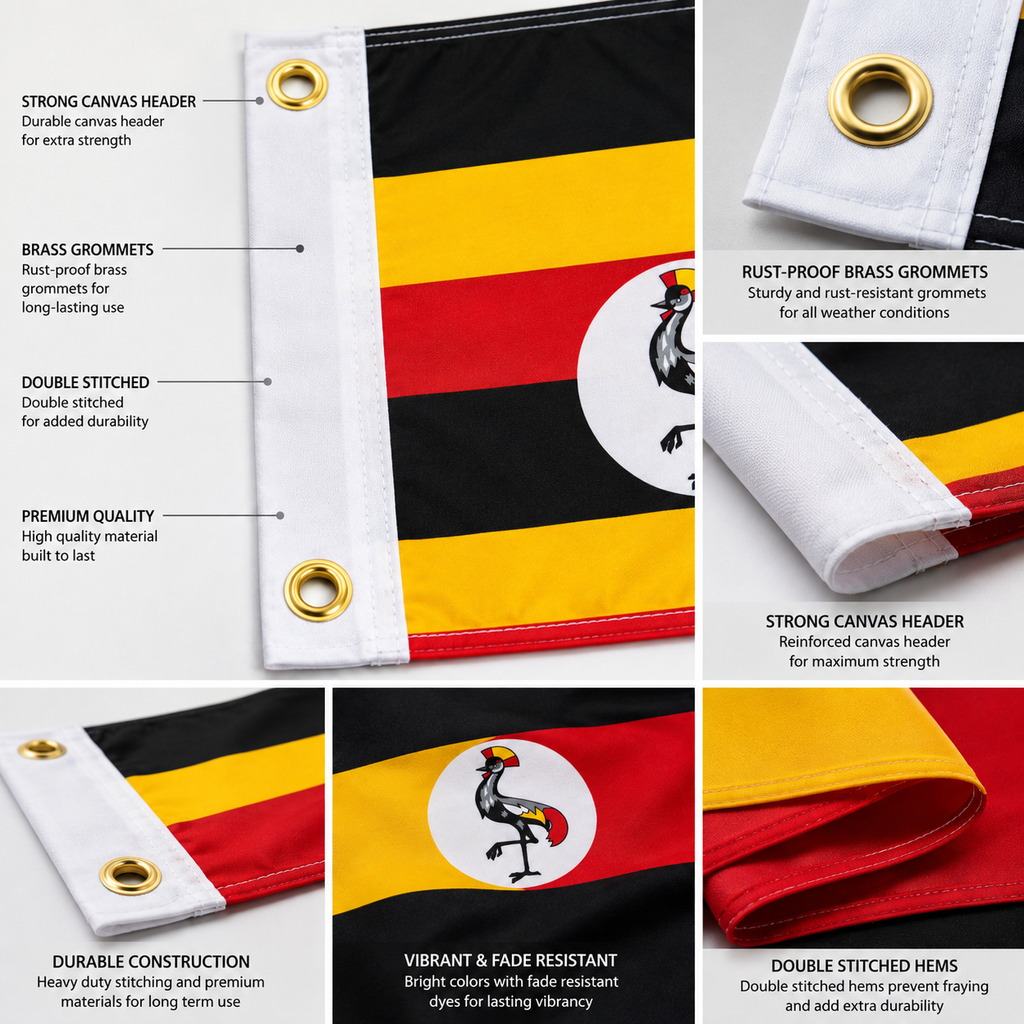 Uganda Flag 2'x3' to 5'x8' Nylon