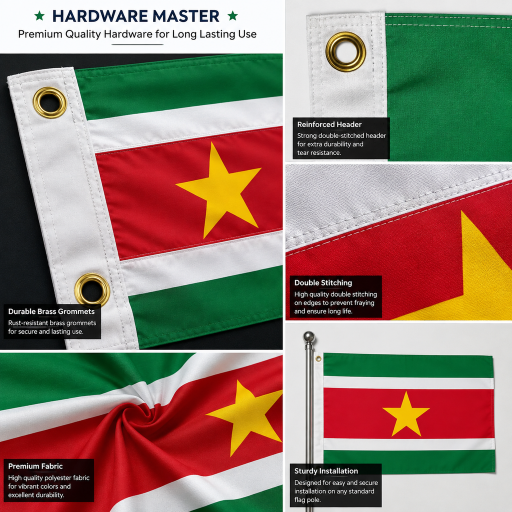 Suriname Flag 2'x3' to 5'x8' Nylon