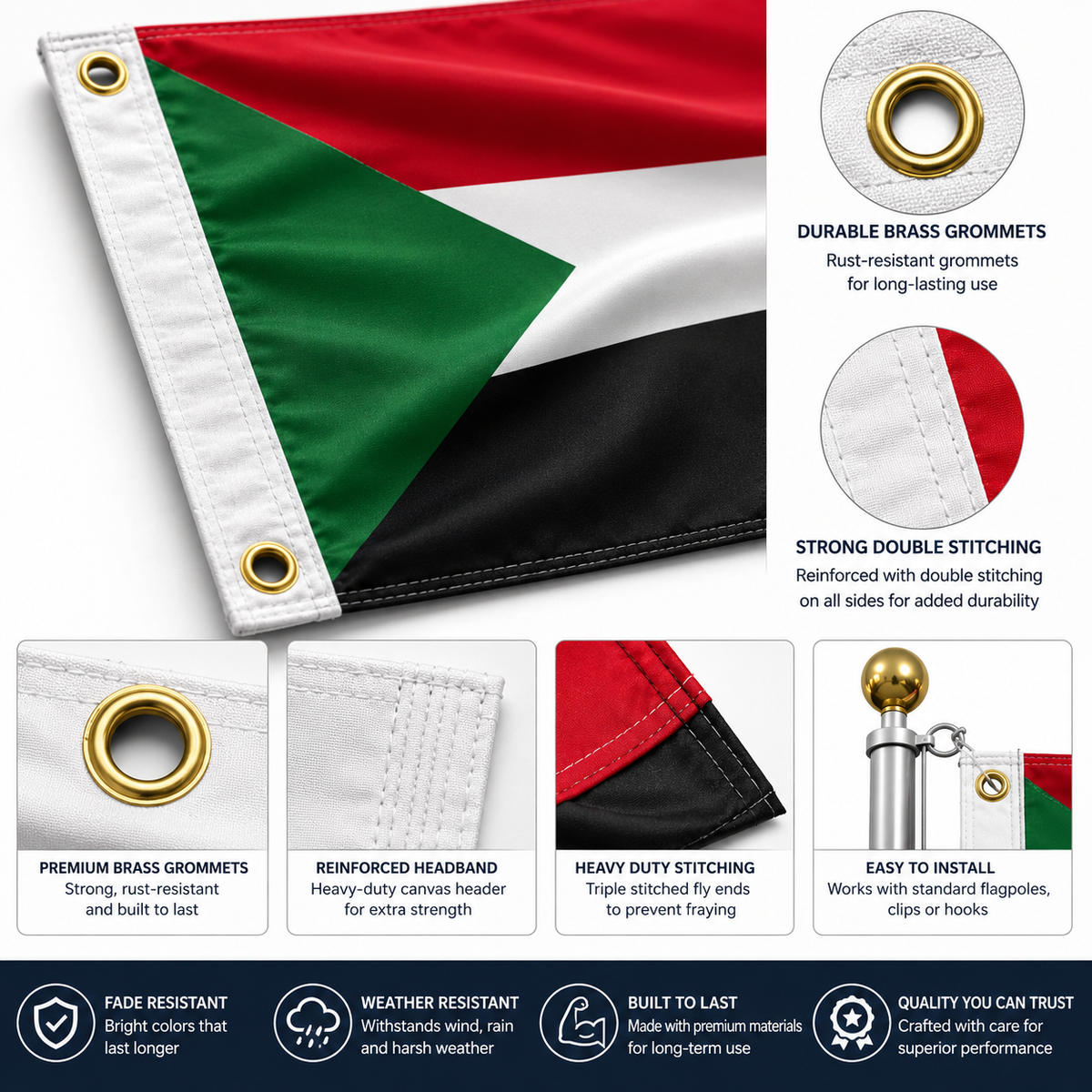 Sudan Flag 2'x3' to 5'x8' Nylon