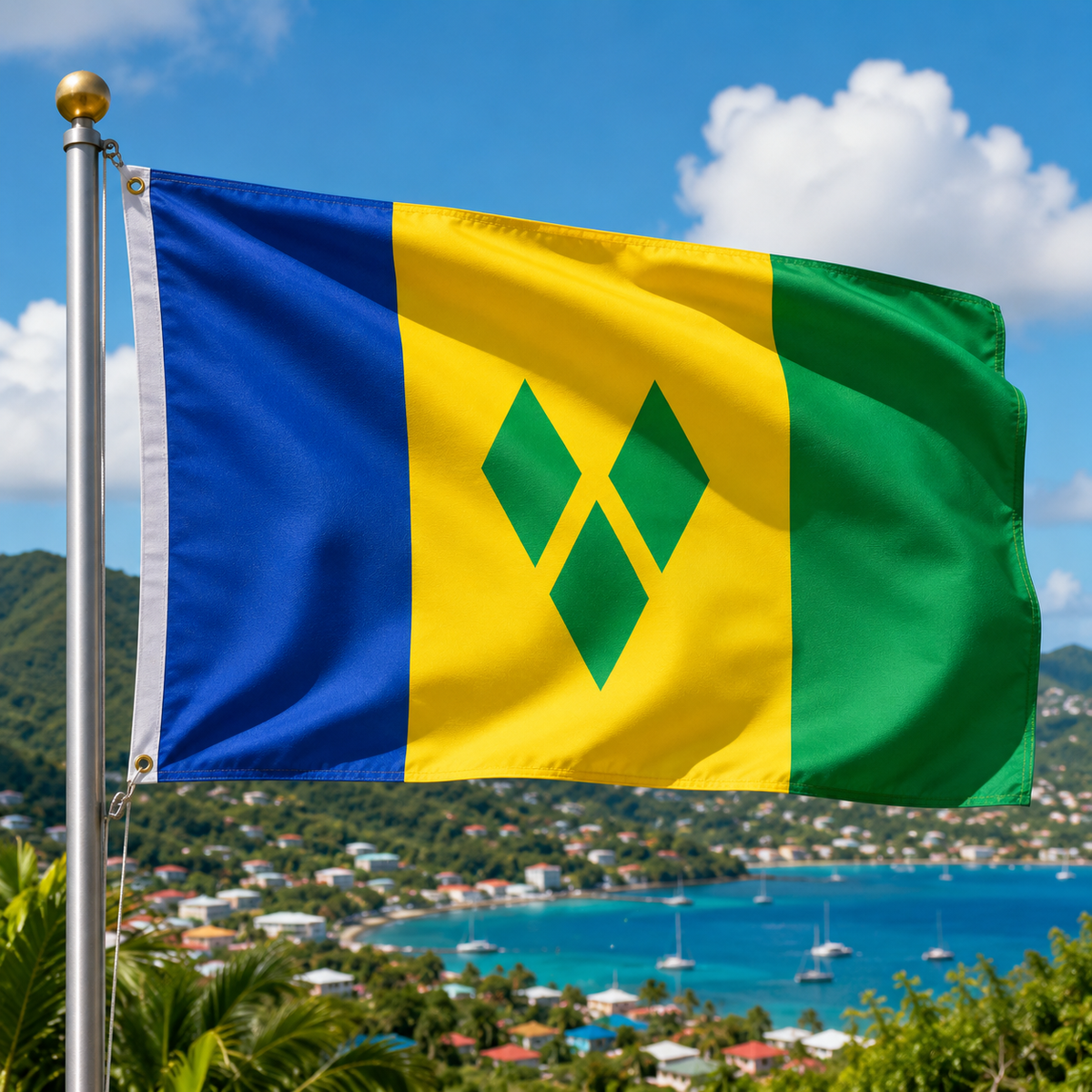 St. Vincent and Grenadines Flag 2'x3' to 5'x8' Nylon