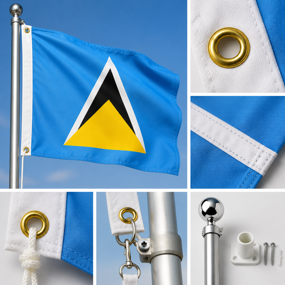 St. Lucia Flag 2'x3' to 5'x8' Nylon