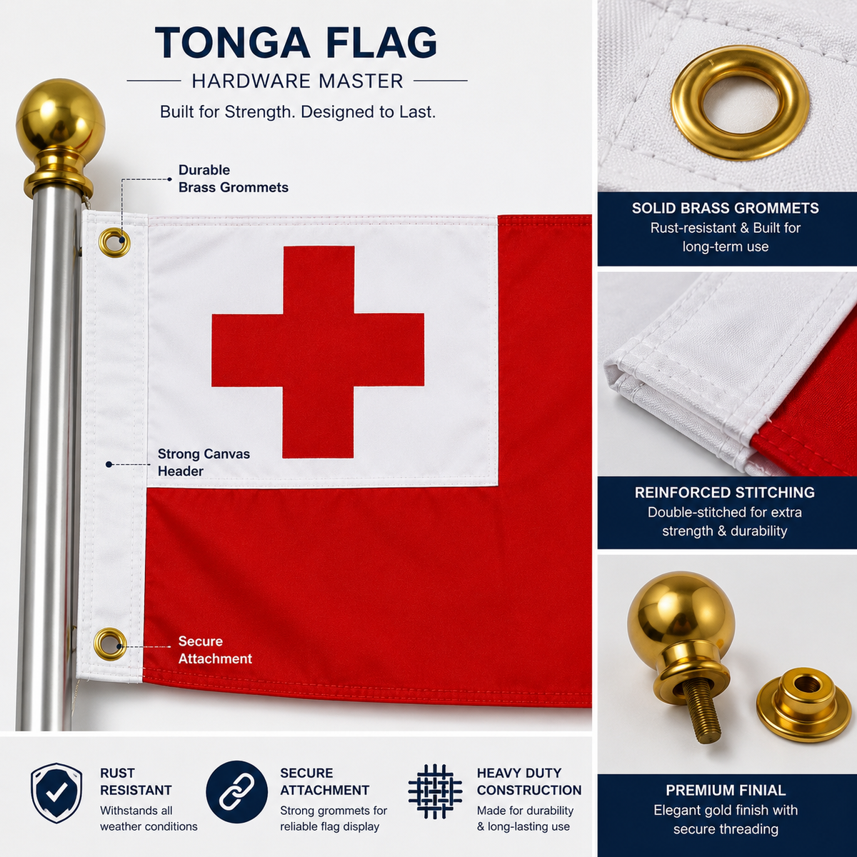 Tonga Flag 2'x3' to 5'x8' Nylon