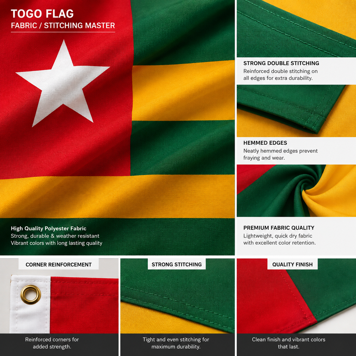 Togo Flag 2'x3' to 5'x8' Nylon