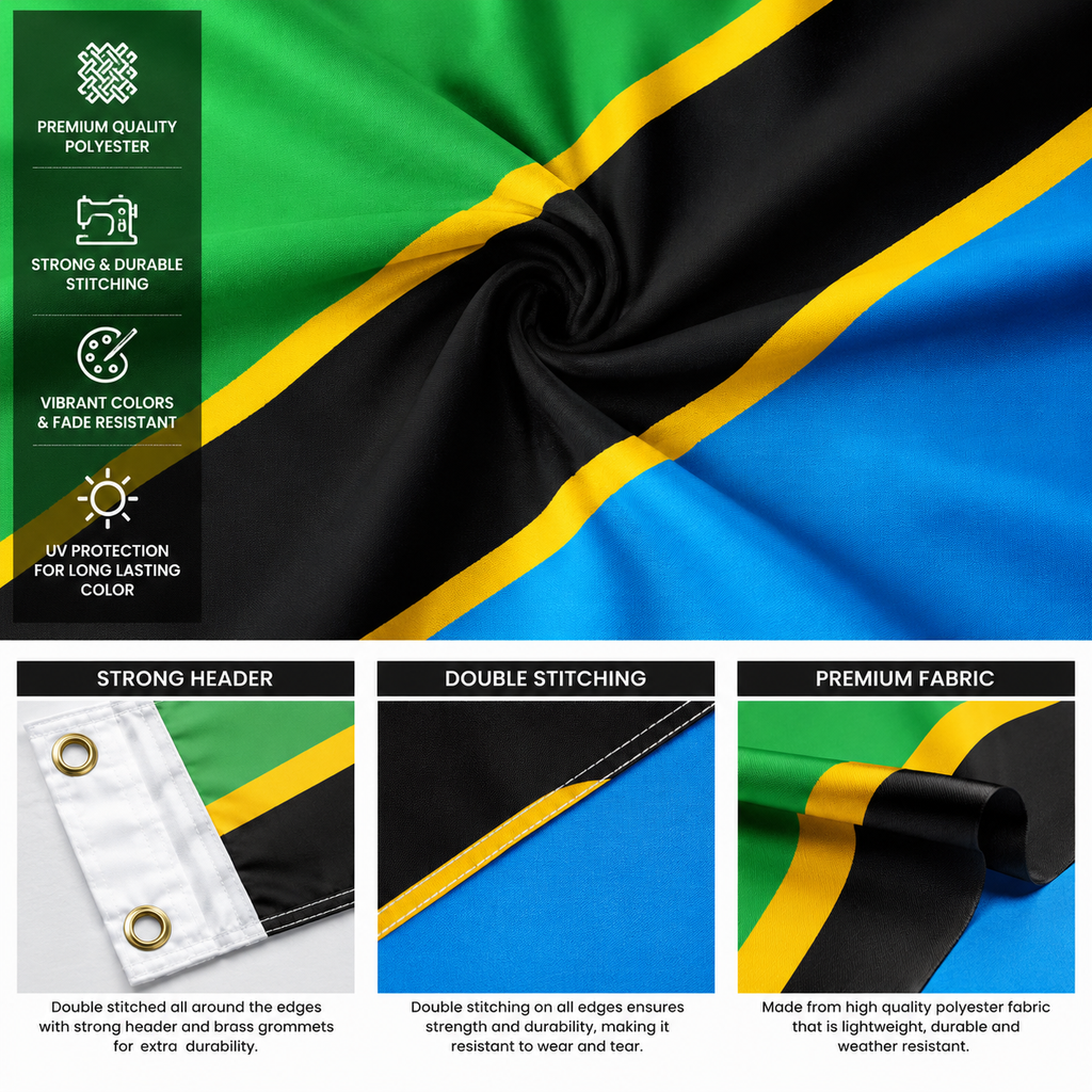 Tanzania Flag 2'x3' to 5'x8' Nylon