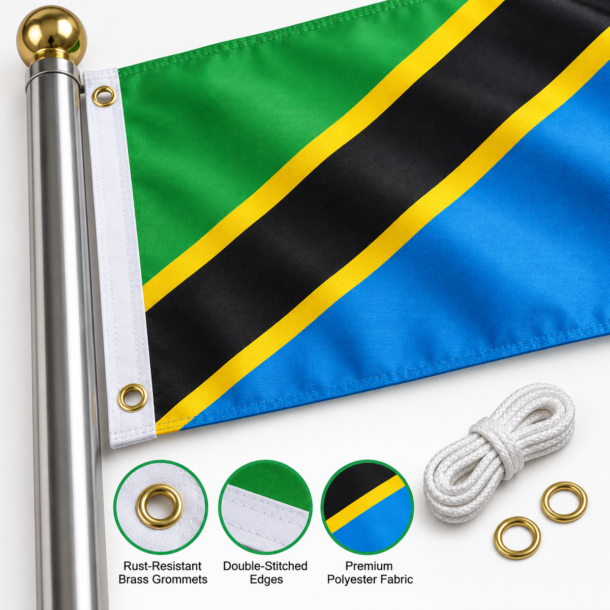 Tanzania Flag 2'x3' to 5'x8' Nylon