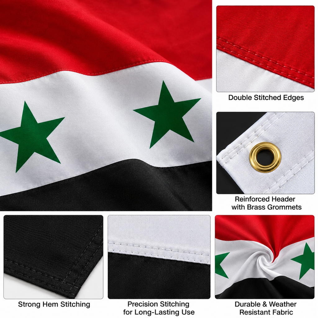 Syria Flag 2'x3' to 5'x8' Nylon
