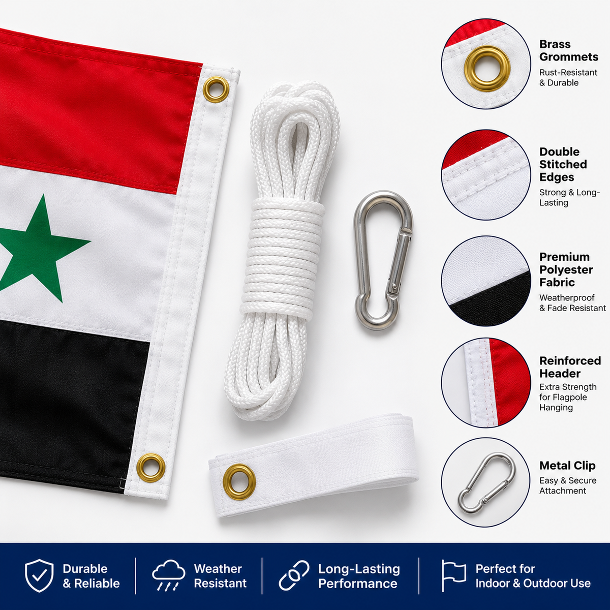 Syria Flag 2'x3' to 5'x8' Nylon