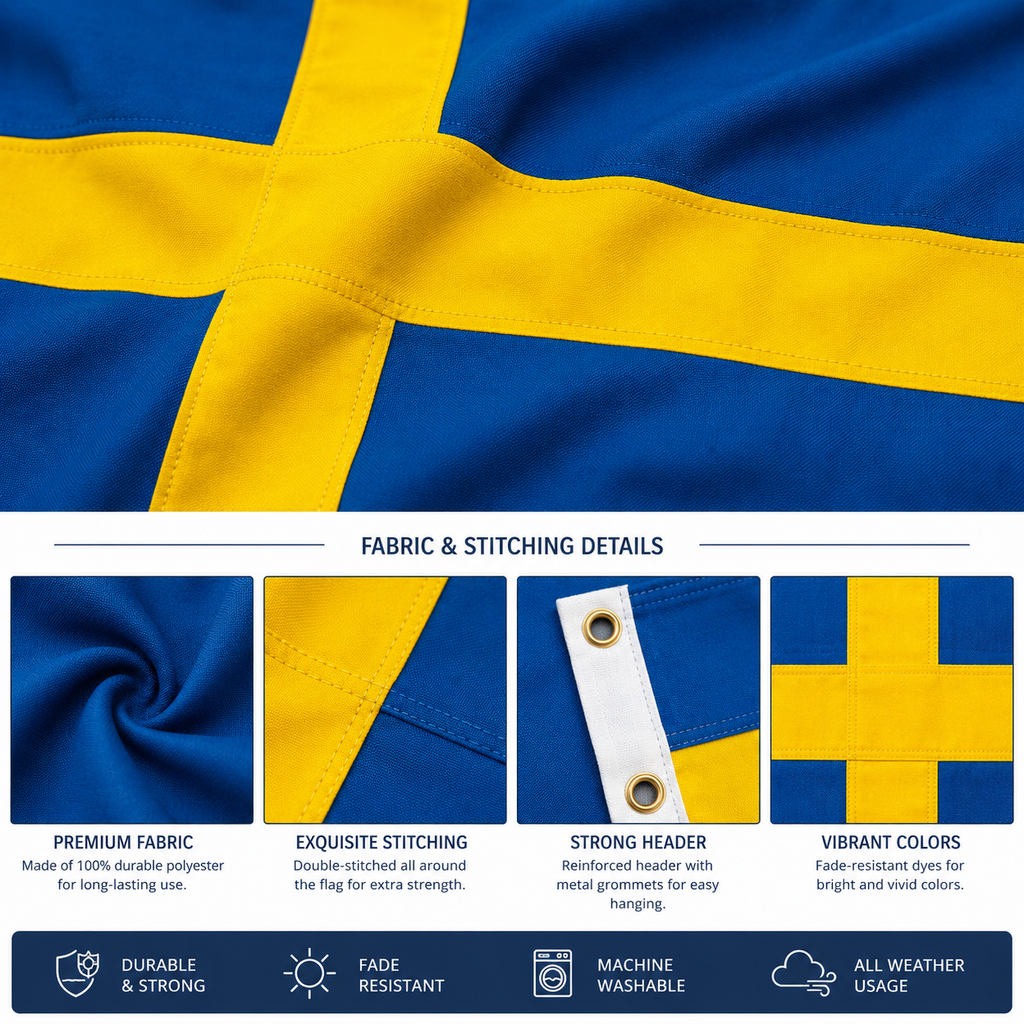 Sweden Flag 2'x3' to 5'x8' Nylon