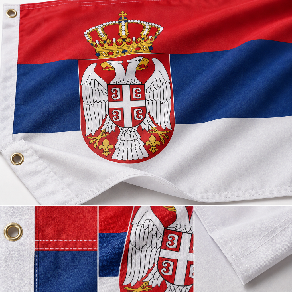 Serbia Flag 2'x3' to 5'x8' Nylon
