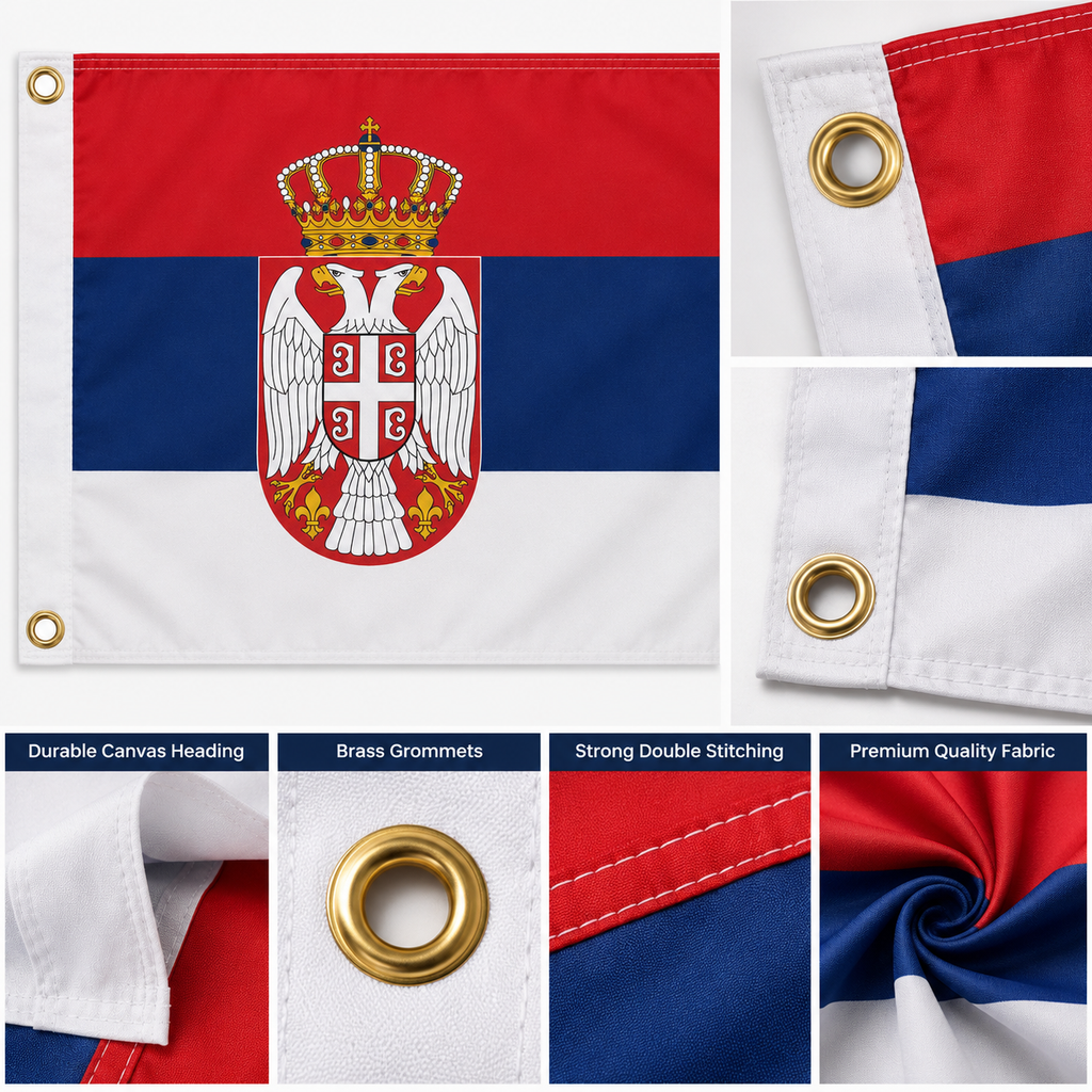 Serbia Flag 2'x3' to 5'x8' Nylon