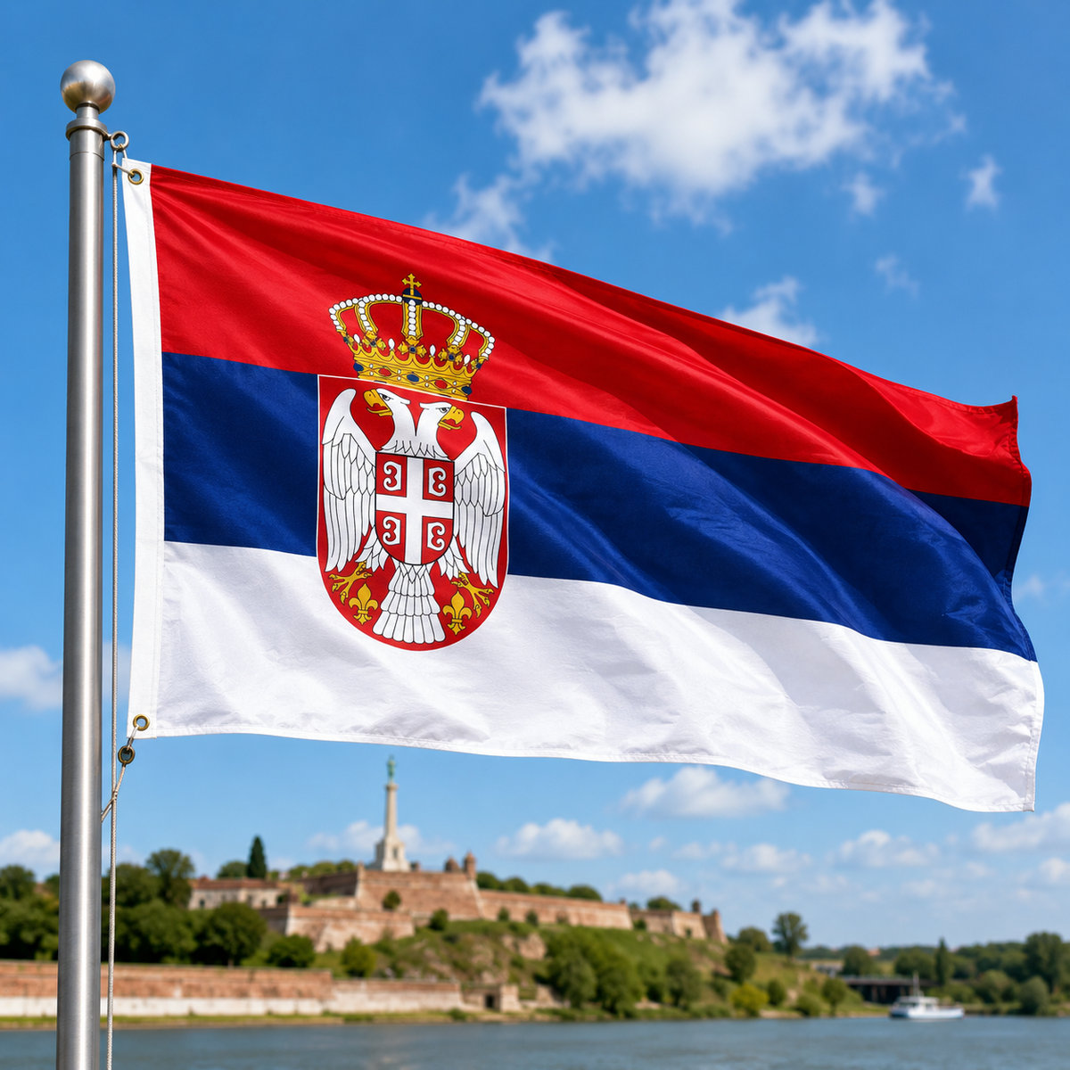 Serbia Flag 2'x3' to 5'x8' Nylon