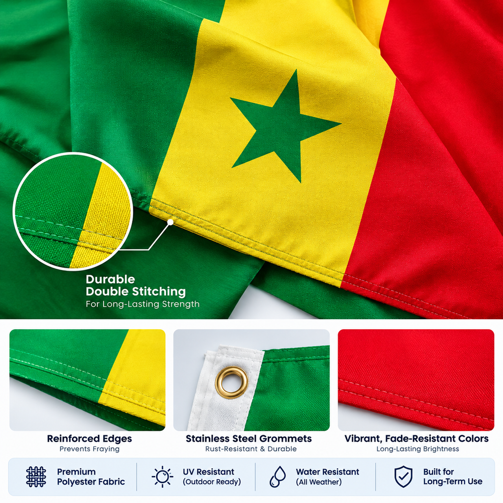 Senegal Flag 2'x3' to 5'x8' Nylon