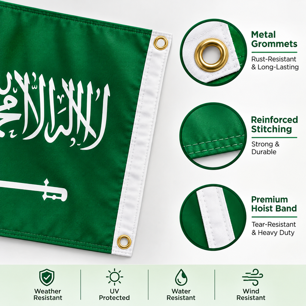 Saudi Arabia Flag 2'x3' to 5'x8' Nylon