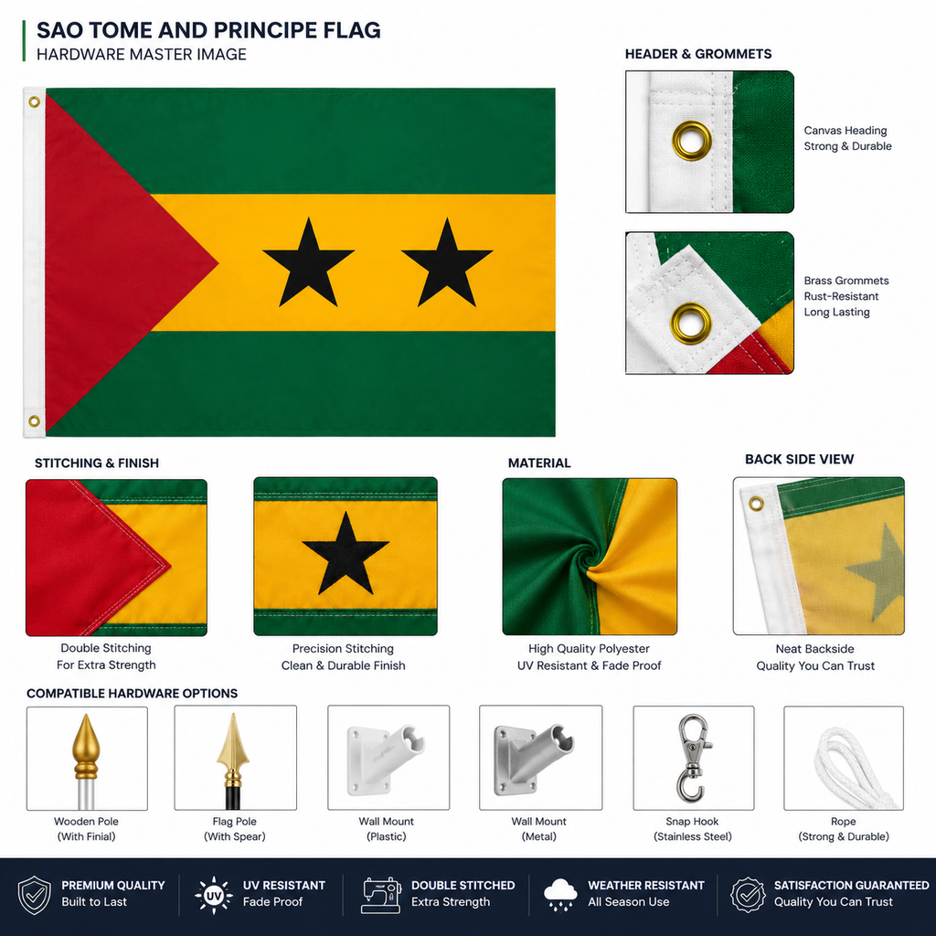 Sao Tome and Principe Flag 2'x3' to 5'x8' Nylon