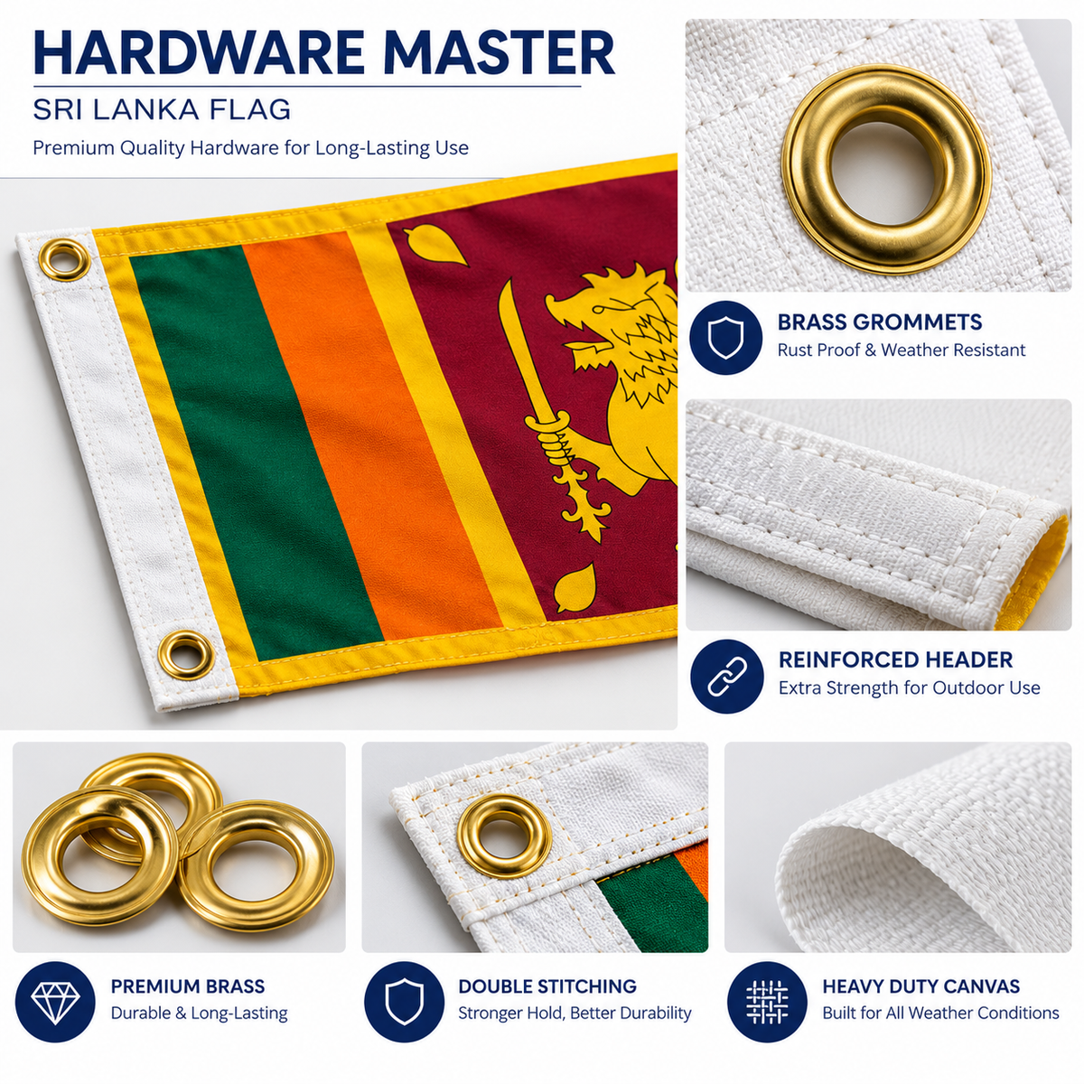 Sri Lanka Flag 2'x3' to 5'x8' Nylon
