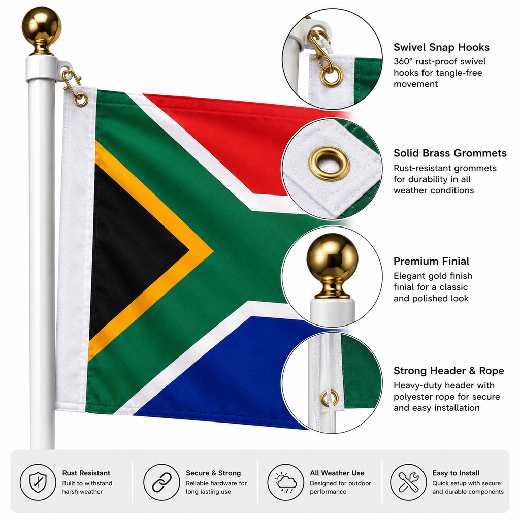 South Africa Flag 2'x3' to 5'x8' Nylon
