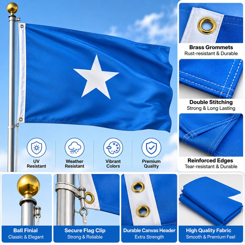 Somalia Flag 2'x3' to 5'x8' Nylon