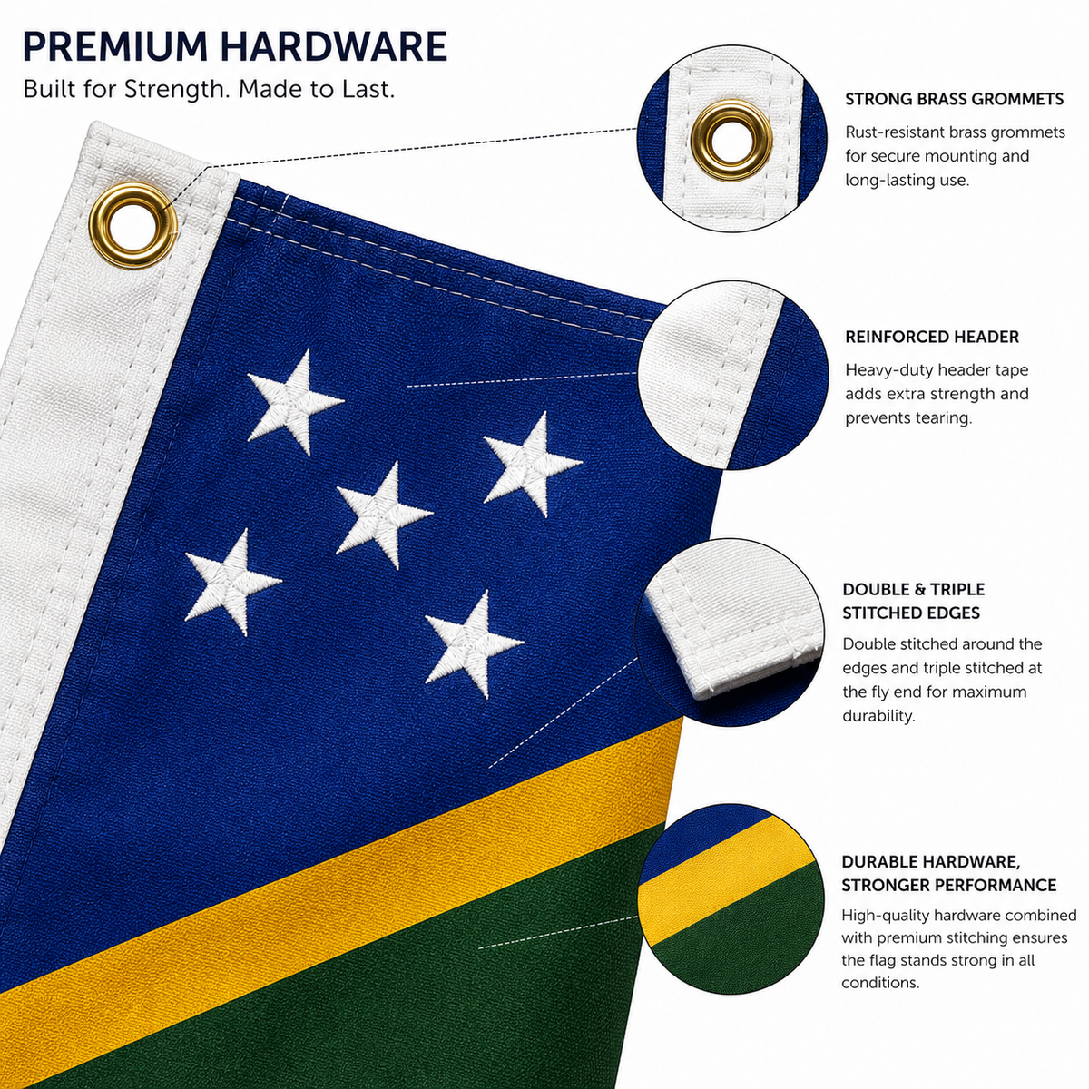 Solomon Islands Flag 2'x3' to 5'x8' Nylon